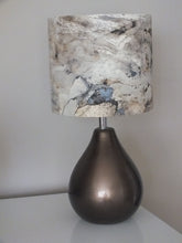 Load image into Gallery viewer, Textured Stone Effect Drum Lampshade. Neutral/Natural Earthtones.  Pendant or Table Lamp.
