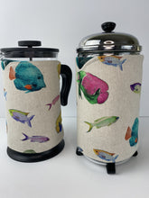 Load image into Gallery viewer, Tropical Fish Print Wrap Around Cafetiere or French Press Cosy.
